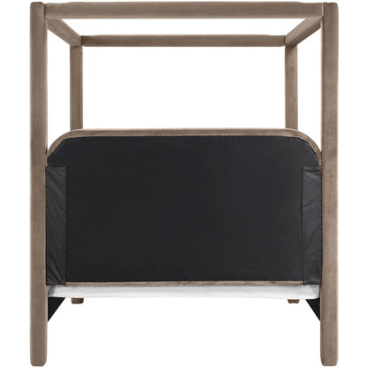 Salina Taupe Velvet Upholstered Queen Bed