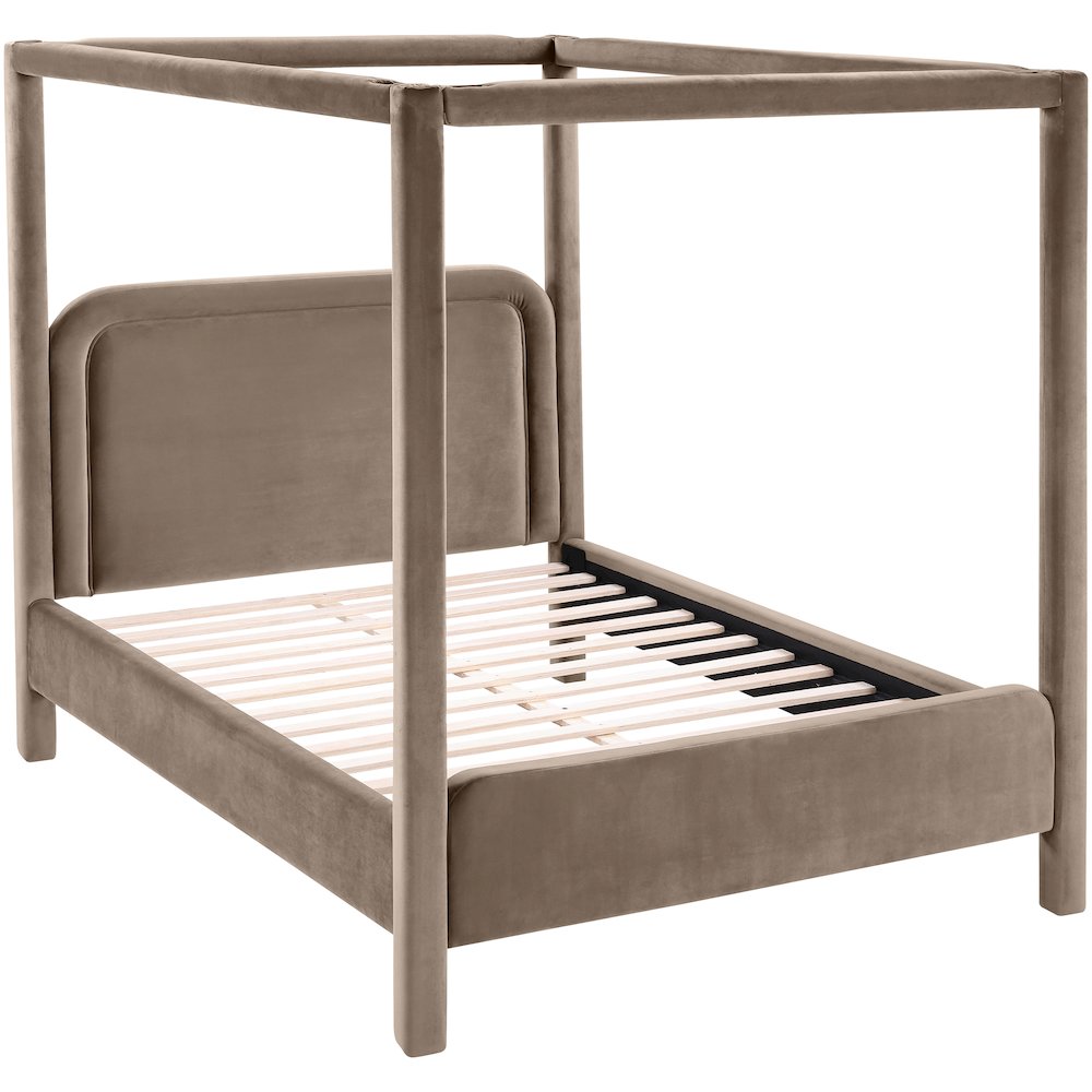 Salina Taupe Velvet Upholstered Queen Bed