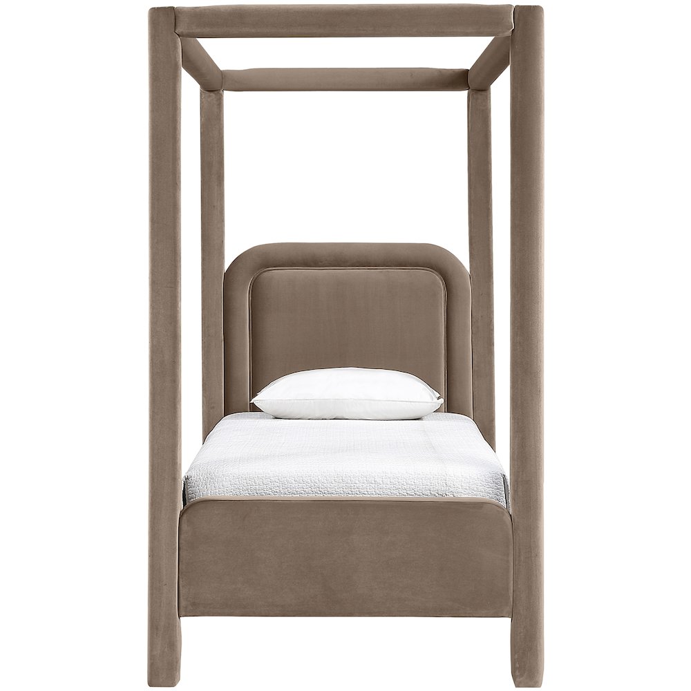 Salina Taupe Velvet Upholstered Twin Bed
