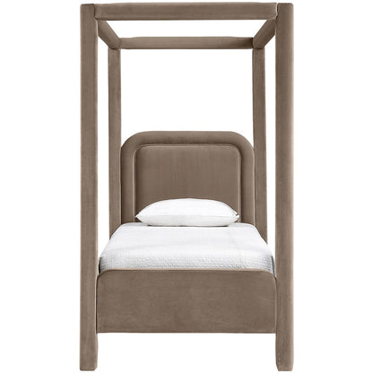 Salina Taupe Velvet Upholstered Twin Bed