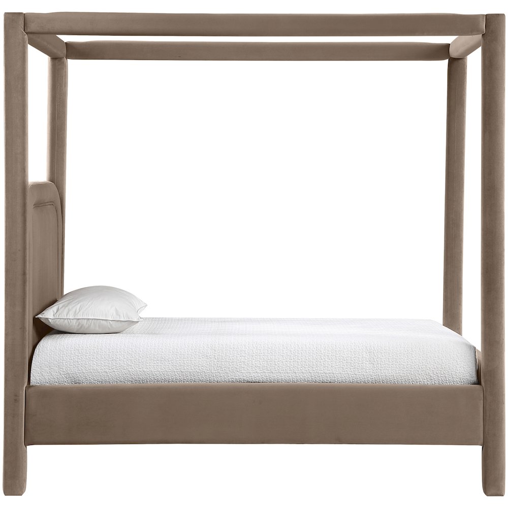 Salina Taupe Velvet Upholstered Twin Bed