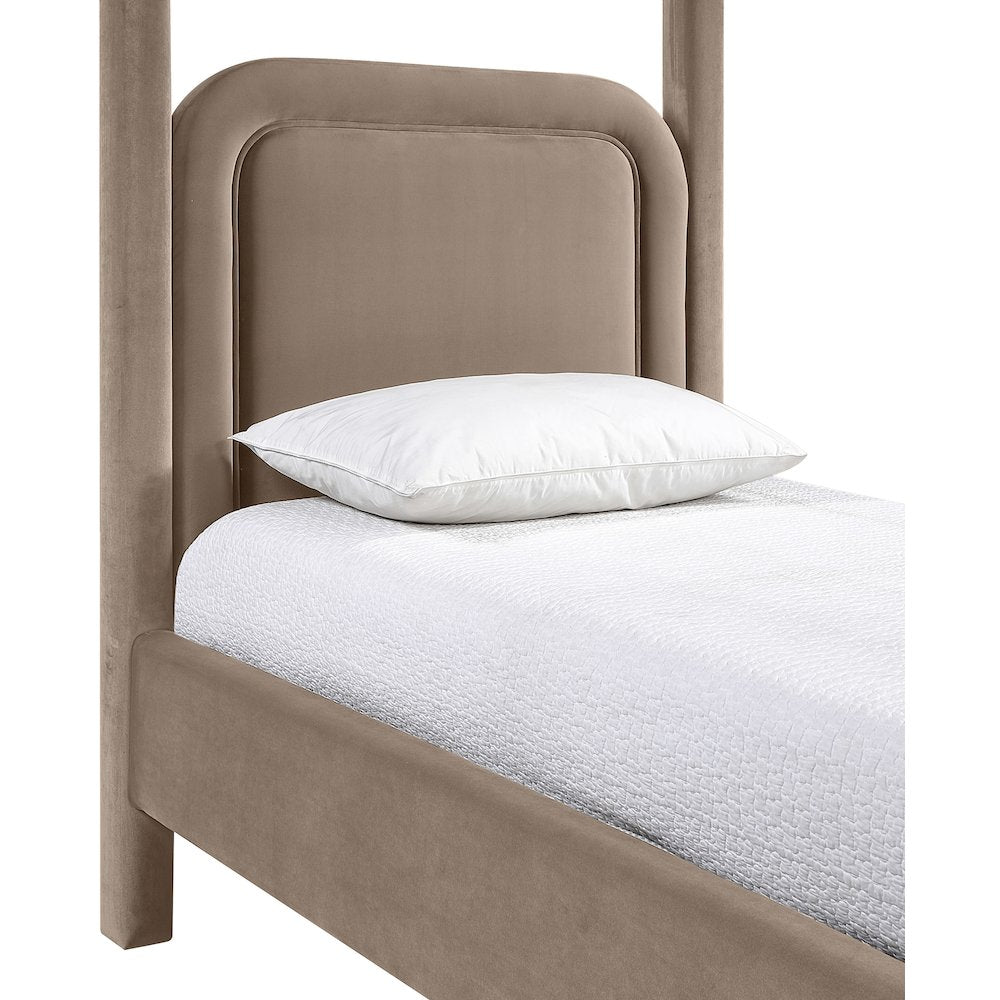 Salina Taupe Velvet Upholstered Twin Bed