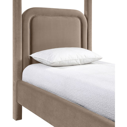 Salina Taupe Velvet Upholstered Twin Bed