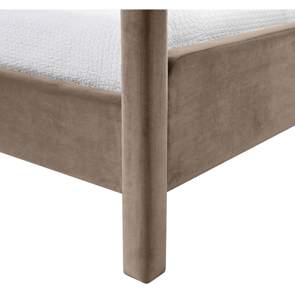 Salina Taupe Velvet Upholstered Twin Bed