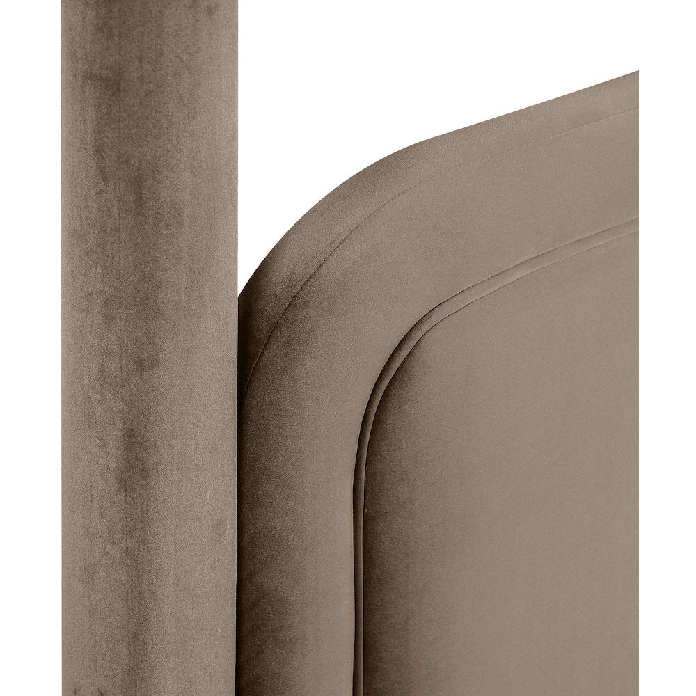 Salina Taupe Velvet Upholstered Twin Bed