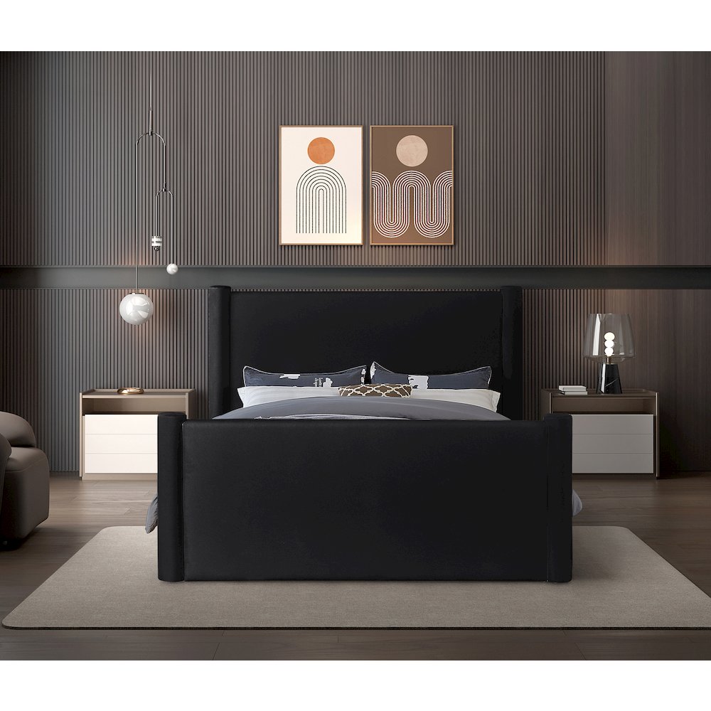 Elias Black Velvet King Bed