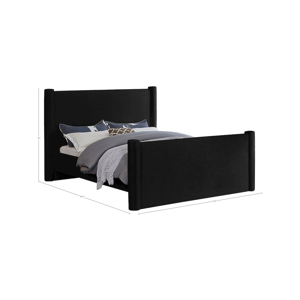 Elias Black Velvet Queen Bed