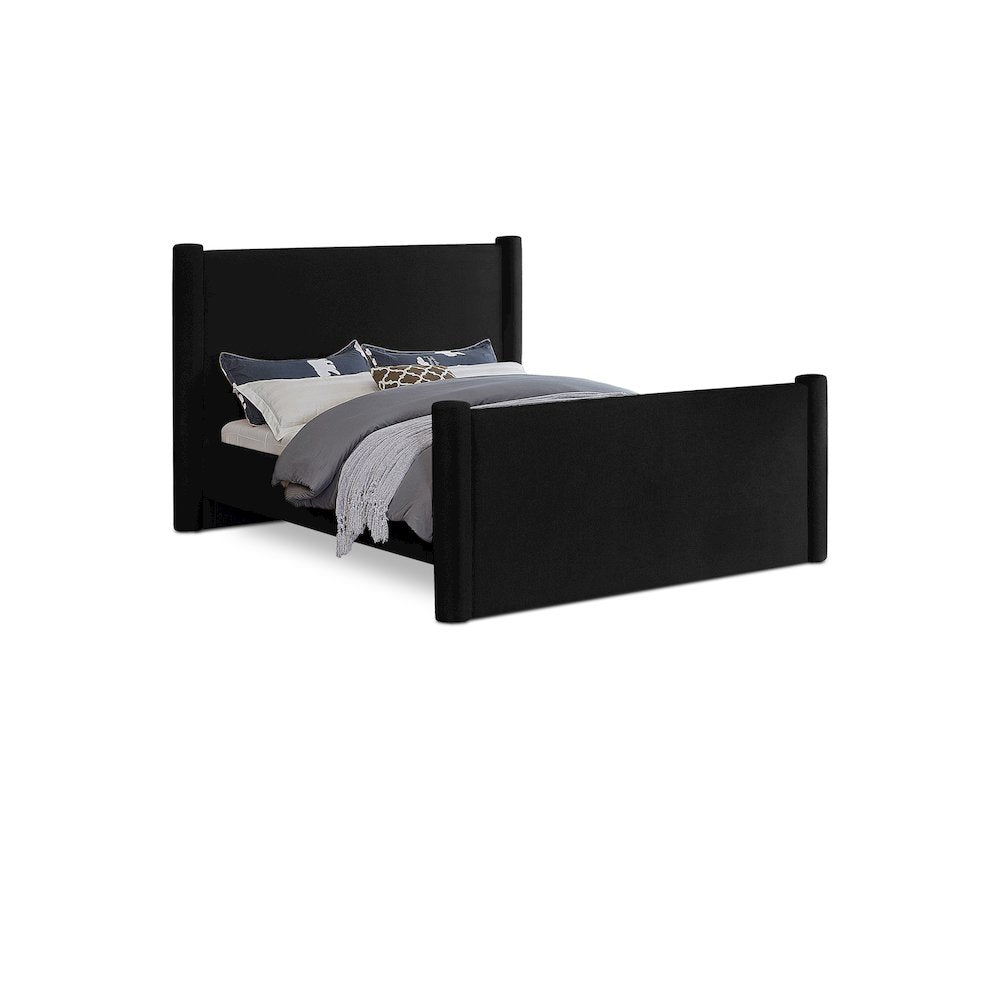 Elias Black Velvet Queen Bed