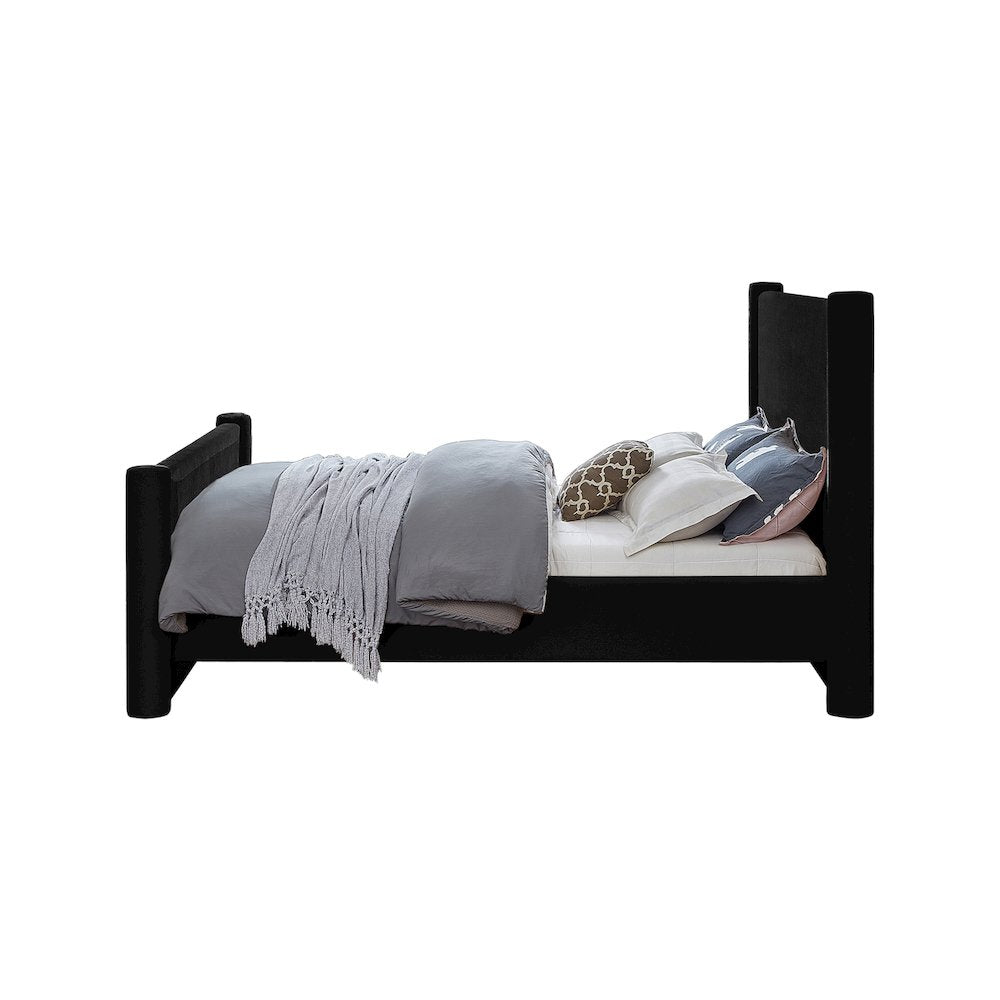 Elias Black Velvet Queen Bed