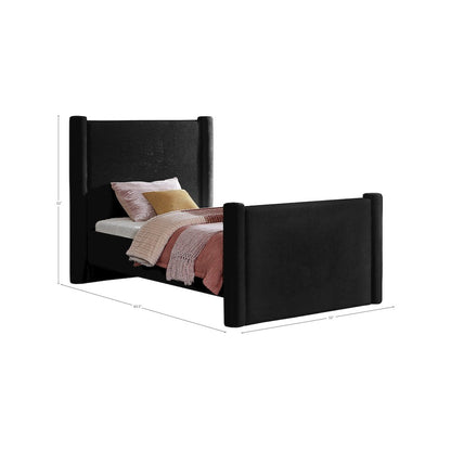 Elias Black Velvet Twin Bed