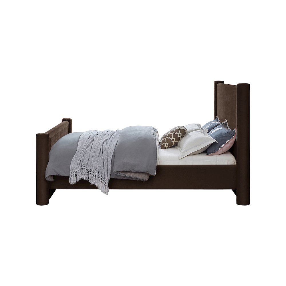 Elias Brown Velvet Queen Bed