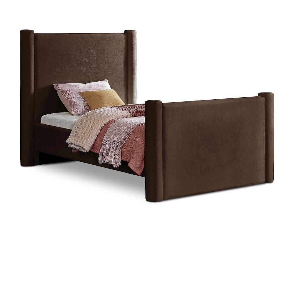 Elias Brown Velvet Twin Bed
