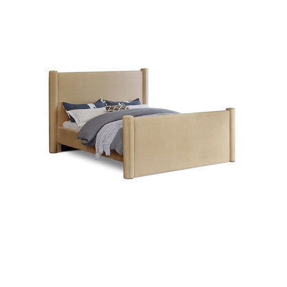 Elias Camel Velvet Queen Bed