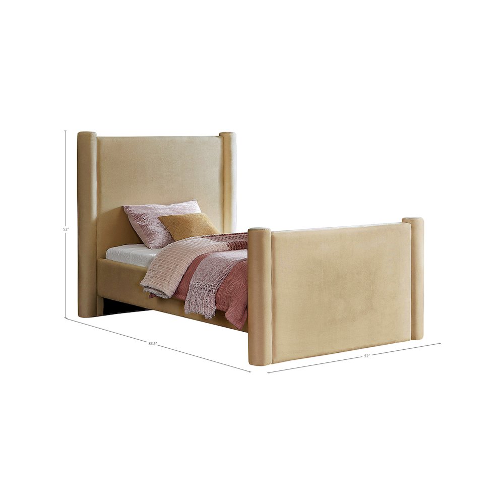 Elias Camel Velvet Twin Bed