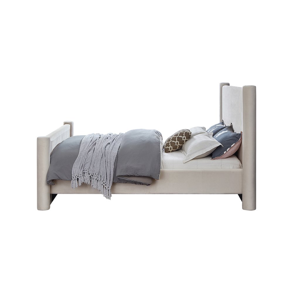 Elias Cream Velvet King Bed