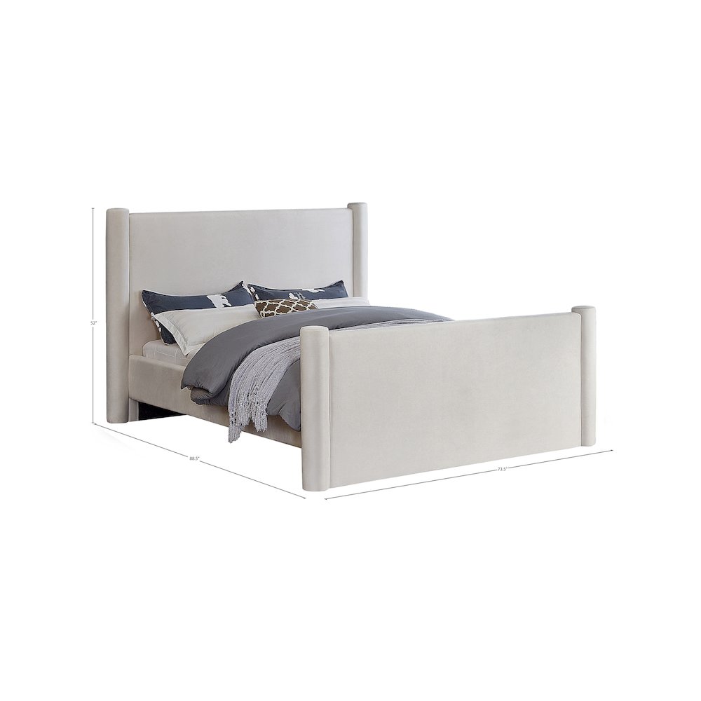 Elias Cream Velvet Queen Bed