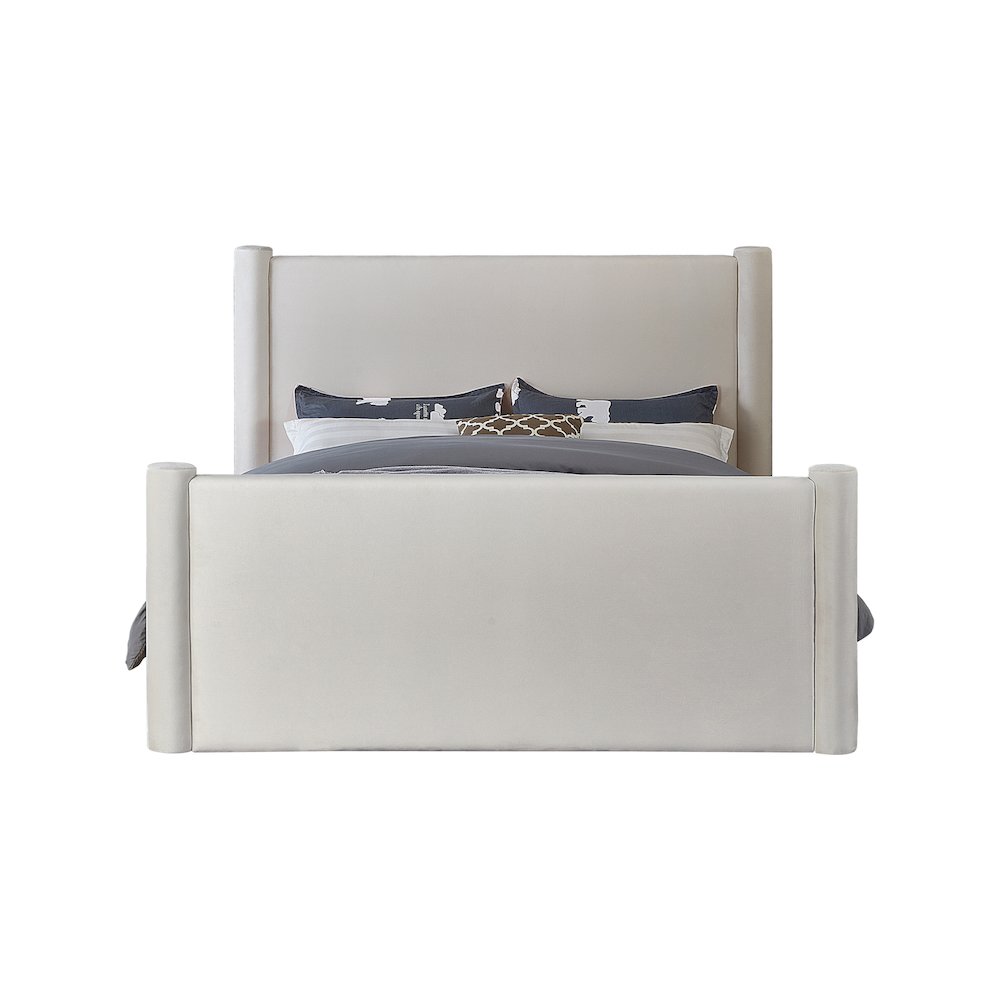 Elias Cream Velvet Queen Bed