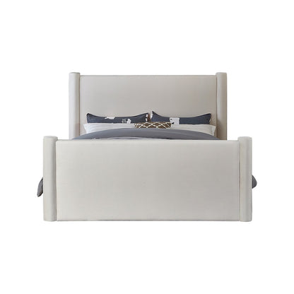 Elias Cream Velvet Queen Bed