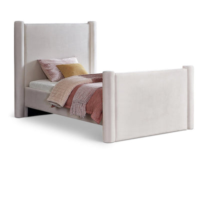 Elias Cream Velvet Twin Bed