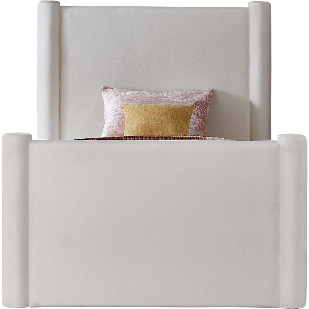 Elias Cream Velvet Twin Bed