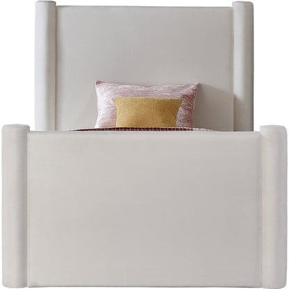 Elias Cream Velvet Twin Bed