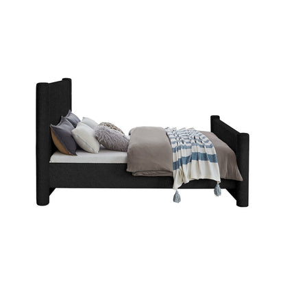 Elias Black Boucle Fabric Full Bed
