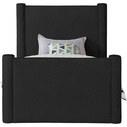 Elias Black Boucle Fabric Twin Bed