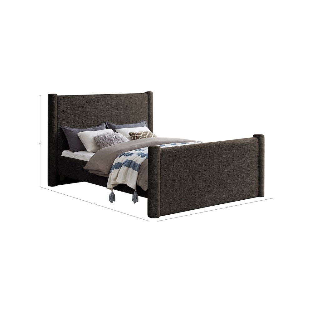 Elias Brown Boucle Fabric Full Bed