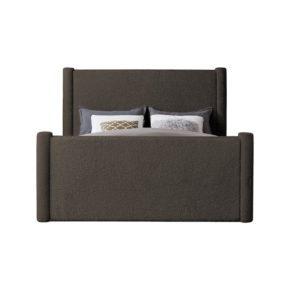 Elias Brown Boucle Fabric Full Bed