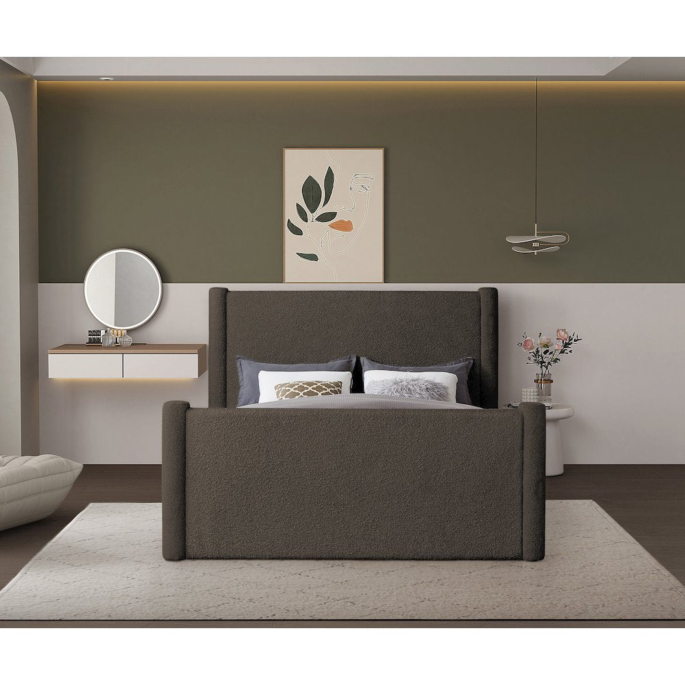Elias Brown Boucle Fabric Full Bed