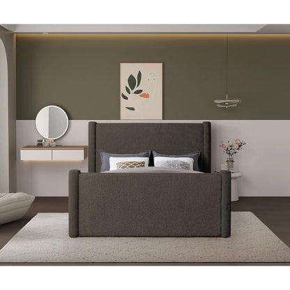 Elias Brown Boucle Fabric Full Bed