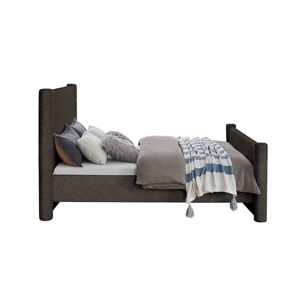 Elias Brown Boucle Fabric King Bed