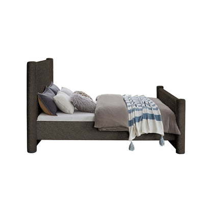 Elias Brown Boucle Fabric King Bed