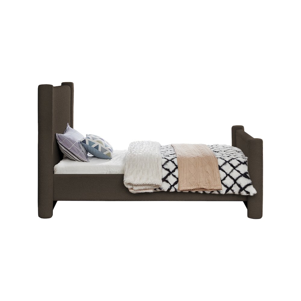 Elias Brown Boucle Fabric Twin Bed