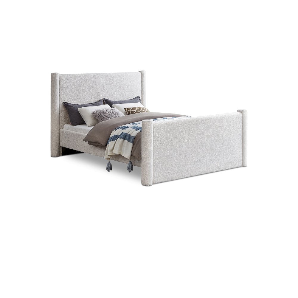 Elias Cream Boucle Fabric King Bed