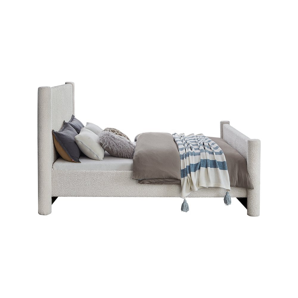 Elias Cream Boucle Fabric King Bed