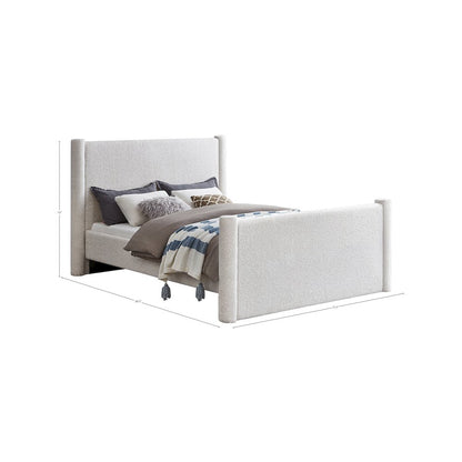 Elias Cream Boucle Fabric Queen Bed