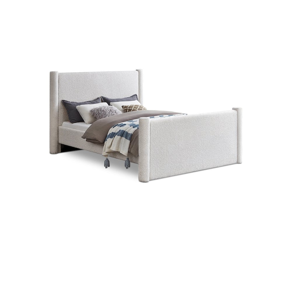 Elias Cream Boucle Fabric Queen Bed