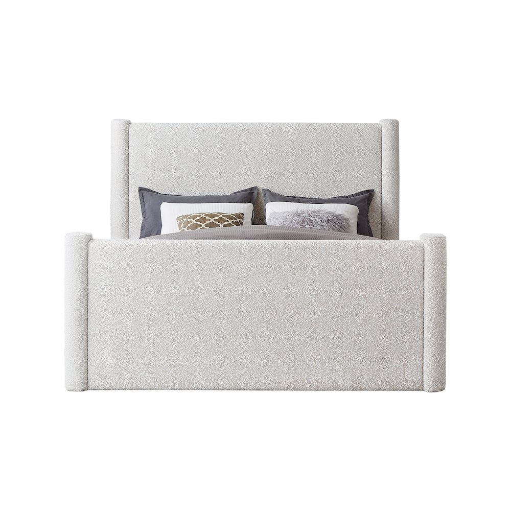 Elias Cream Boucle Fabric Queen Bed