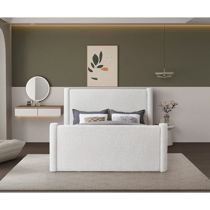 Elias Cream Boucle Fabric Queen Bed