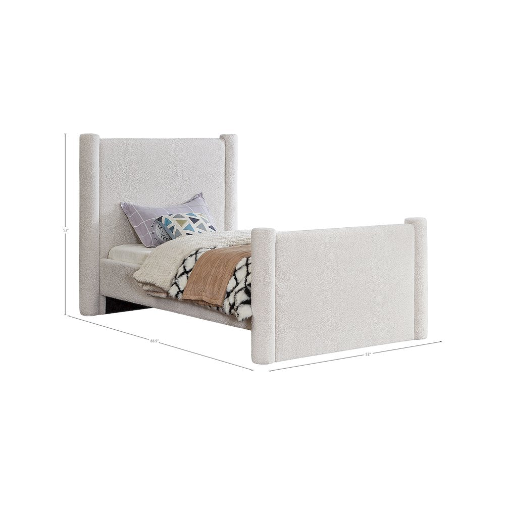 Elias Cream Boucle Fabric Twin Bed