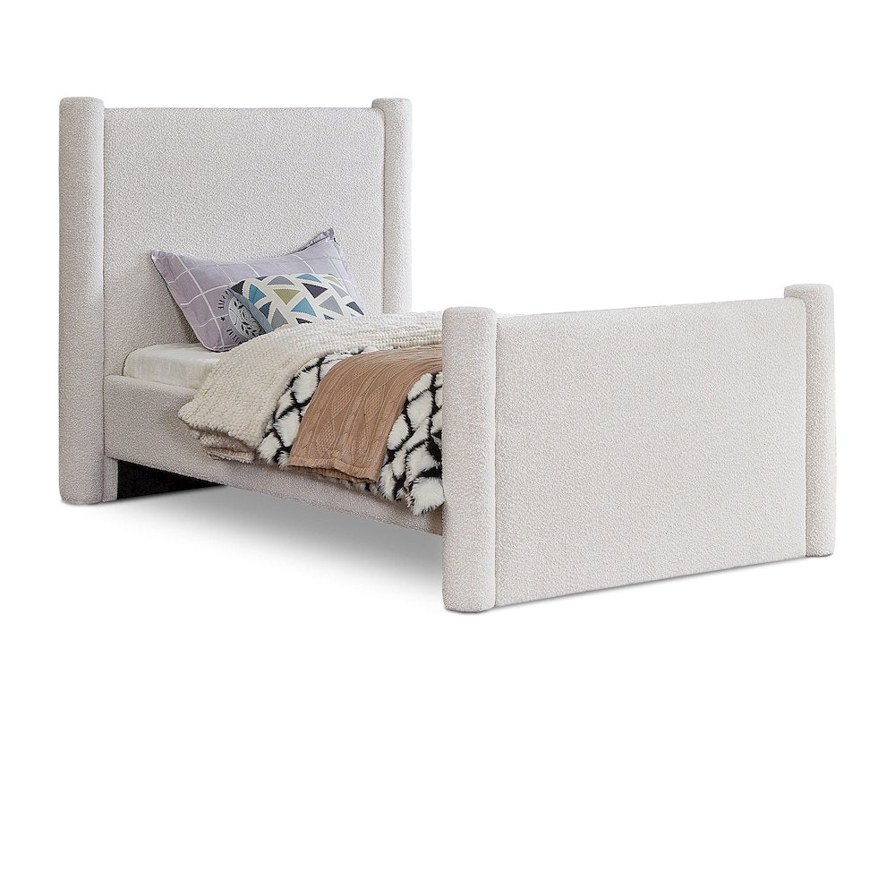 Elias Cream Boucle Fabric Twin Bed