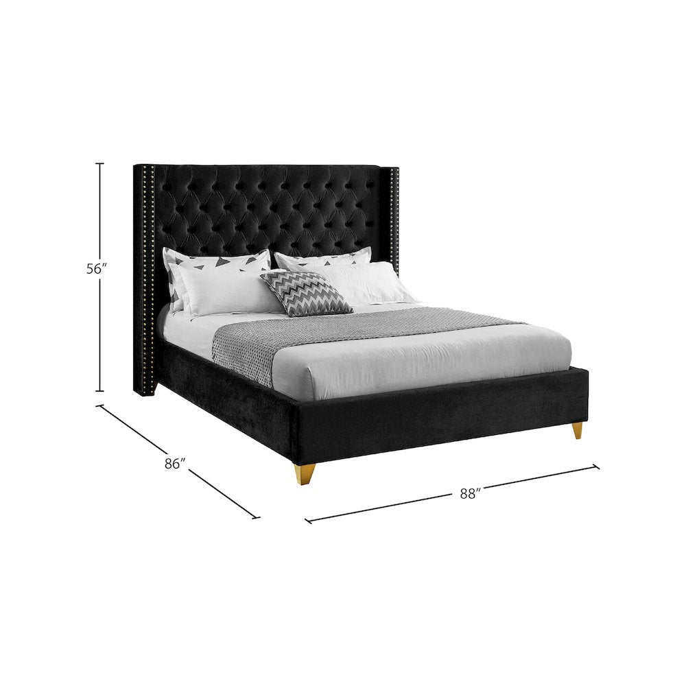 Barolo Black Velvet King Bed