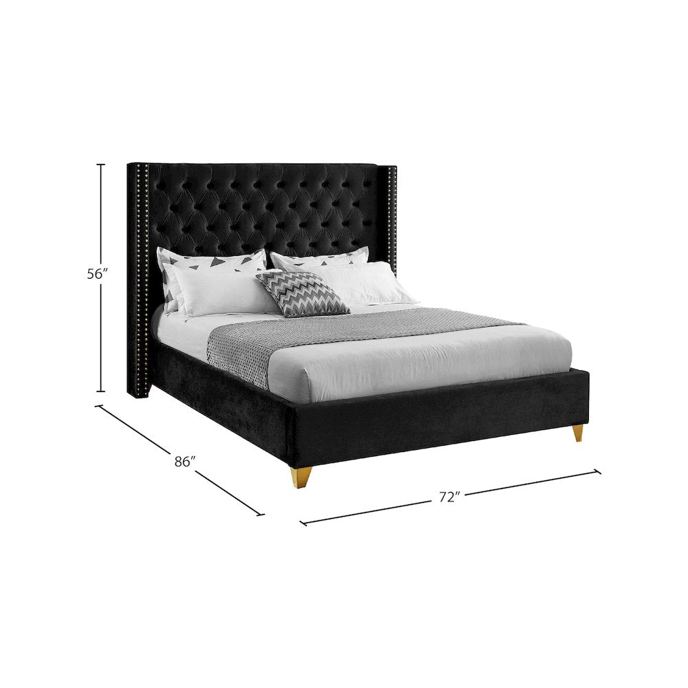Barolo Black Velvet Queen Bed