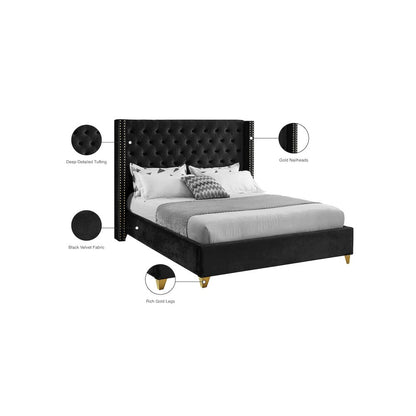 Barolo Black Velvet Queen Bed