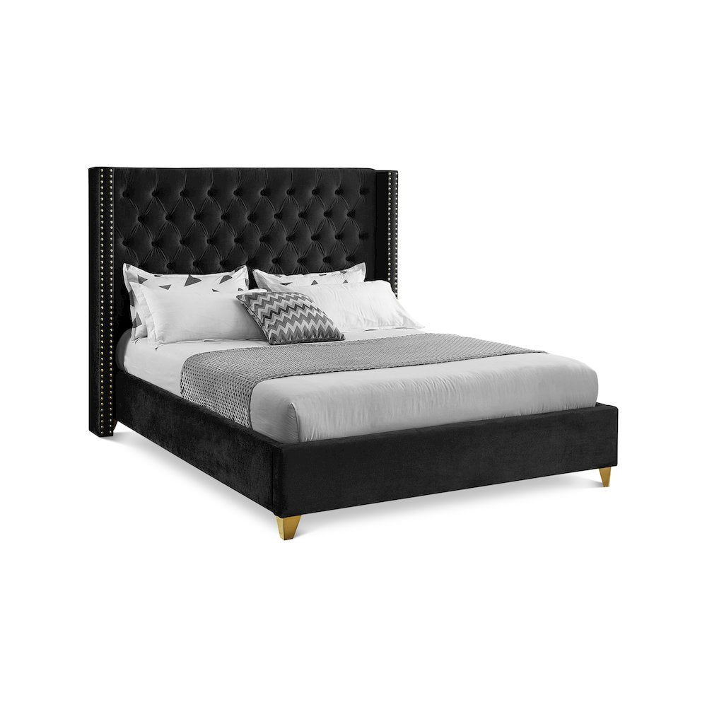 Barolo Black Velvet Queen Bed