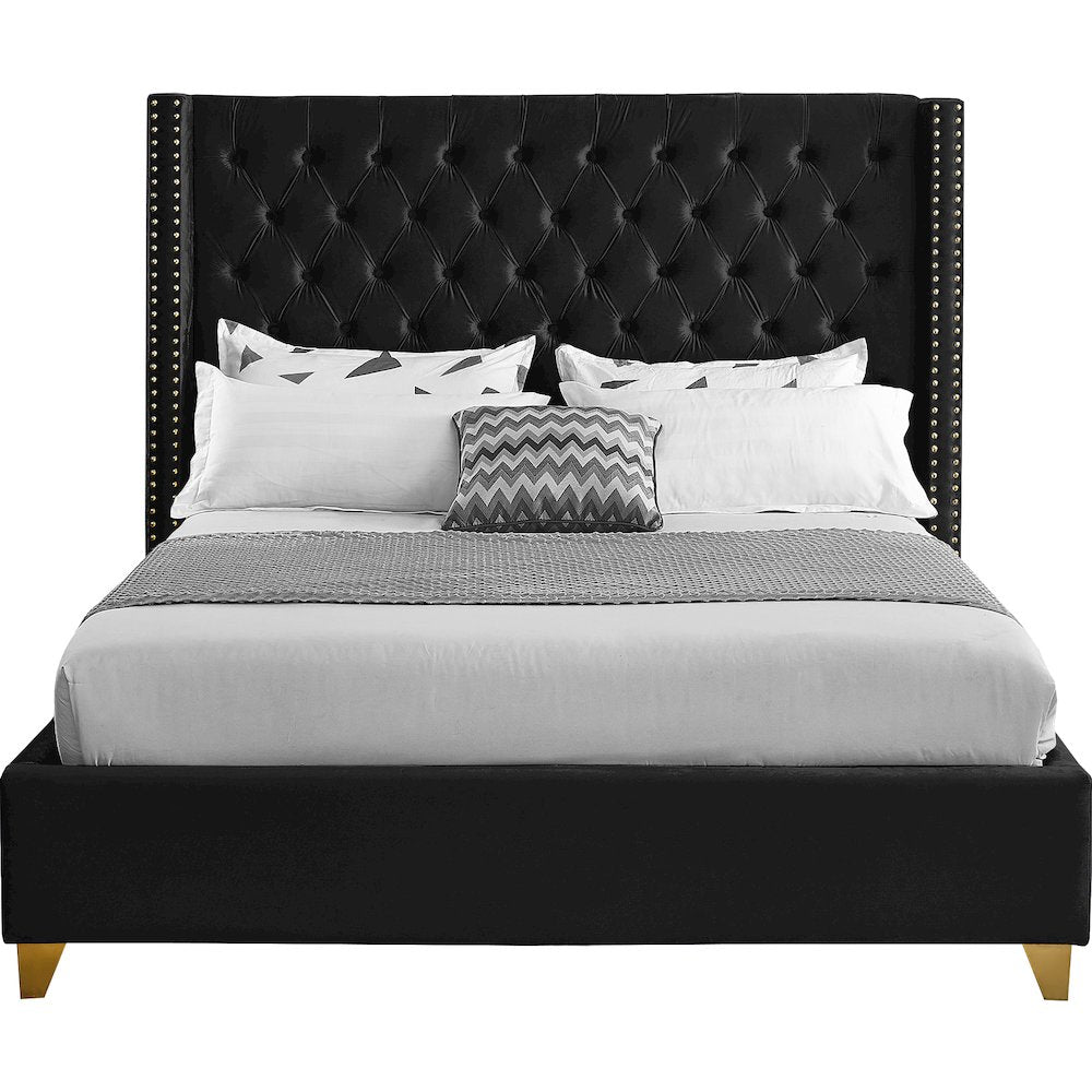Barolo Black Velvet Queen Bed