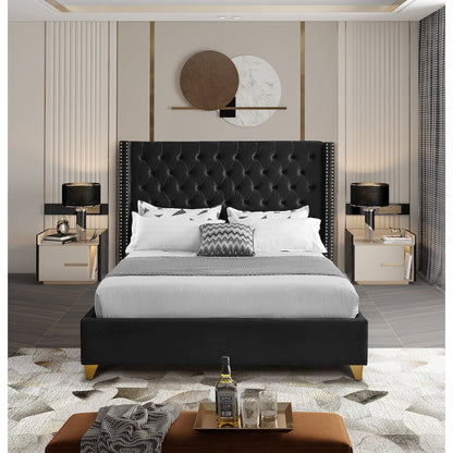Barolo Black Velvet Queen Bed
