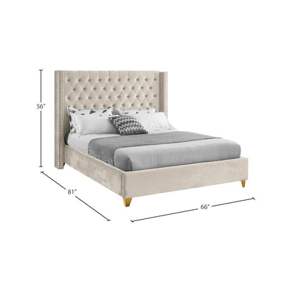 Barolo Cream Velvet Full Bed