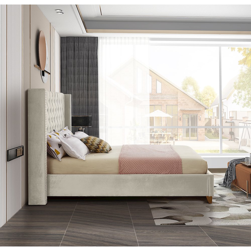 Barolo Cream Velvet Full Bed